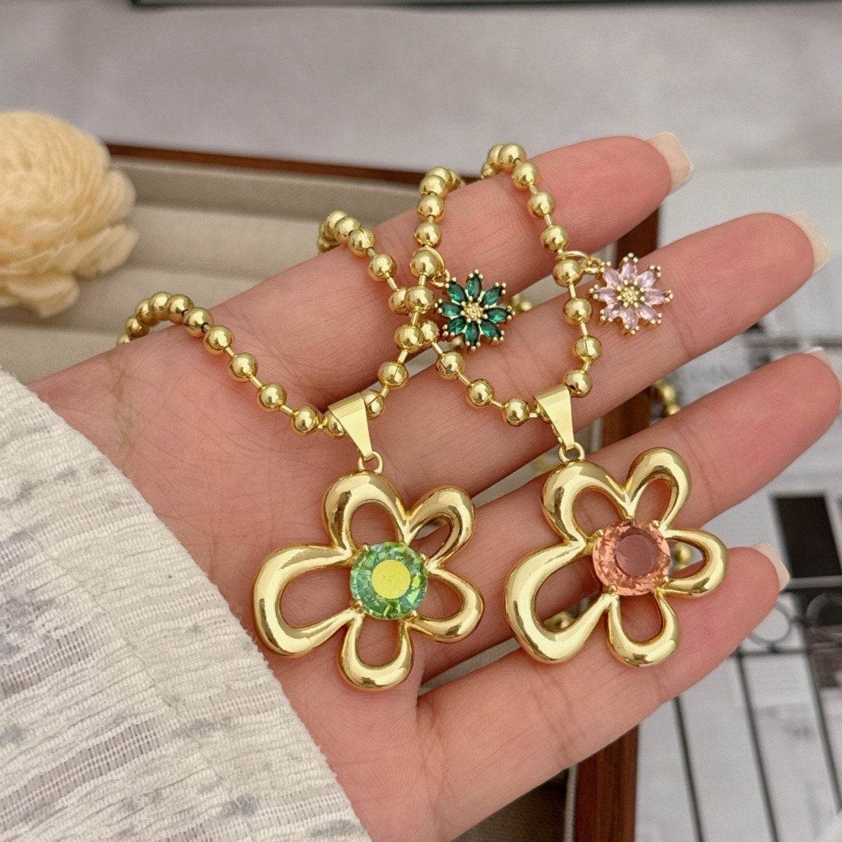 🌸Necklace pink flower 🌸