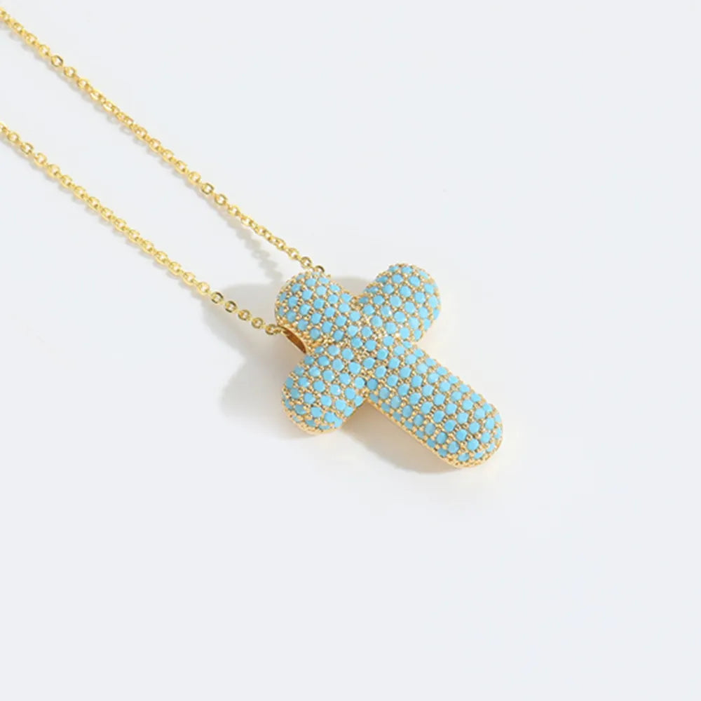 gold cross necklaces blue ice and silver ✨